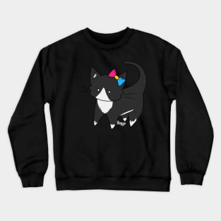 Pansexual Pride Tuxedo Kitty Ear Bow Crewneck Sweatshirt